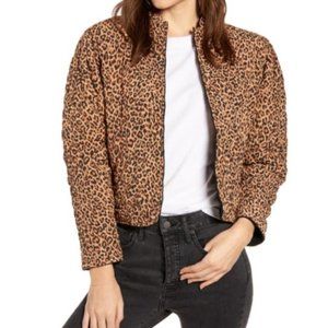 NWT Something Navy Reversible Quilted Leopard Animal Print Jacket XS